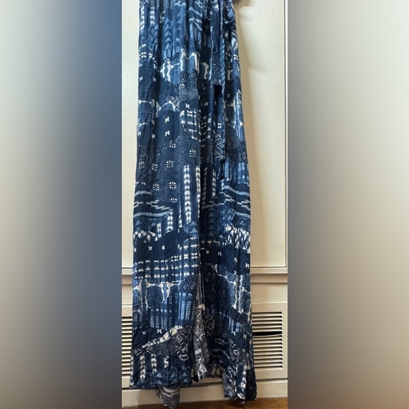 NWT Tysa Garbo Indigo Seas Blue White Patchwork Print Maxi Wrap Dress Size 2 - Picture 6 of 14
